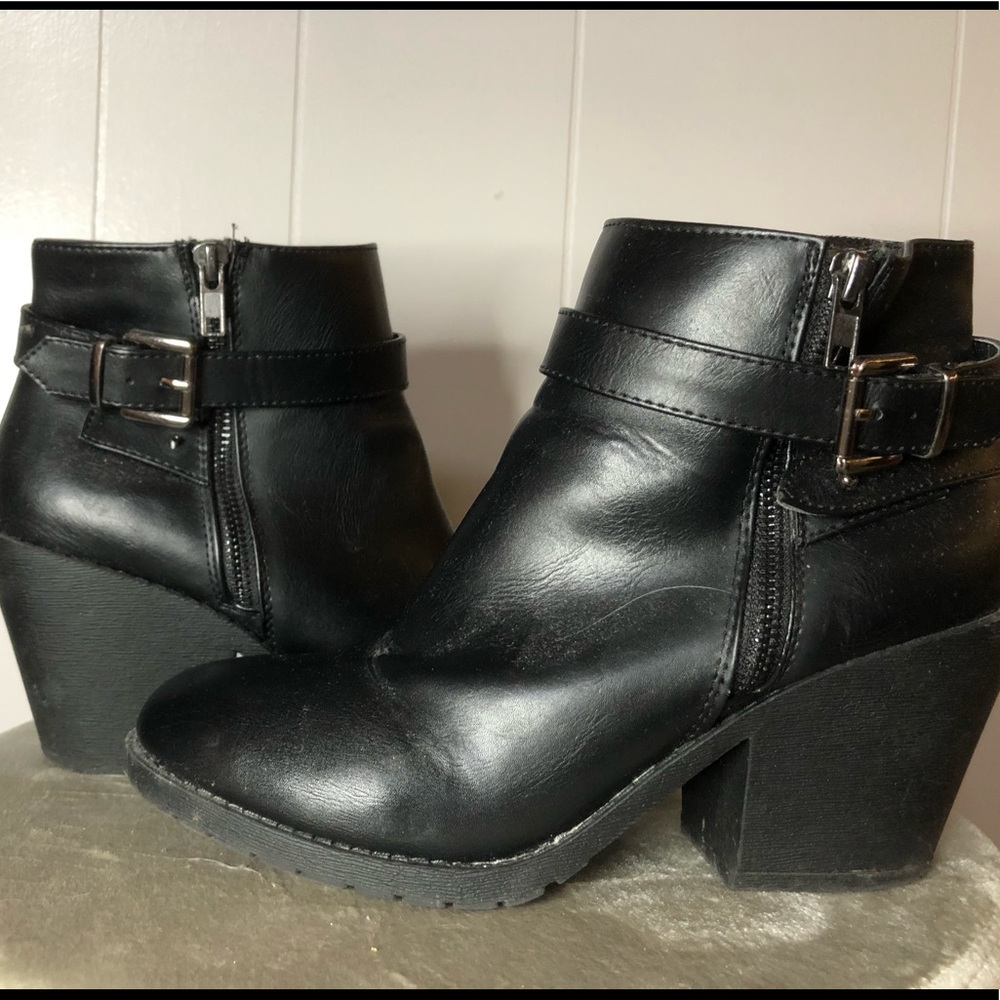 black leather boots